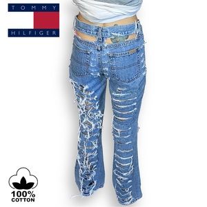 Y2K Tommy Jeans Thrashed Flair Leg Low Rise Denim Size 5 Waist 29 1/2” (52)